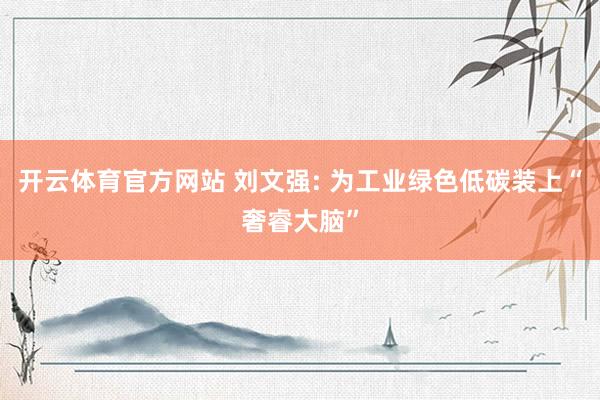 开云体育官方网站 刘文强: 为工业绿色低碳装上“奢睿大脑”